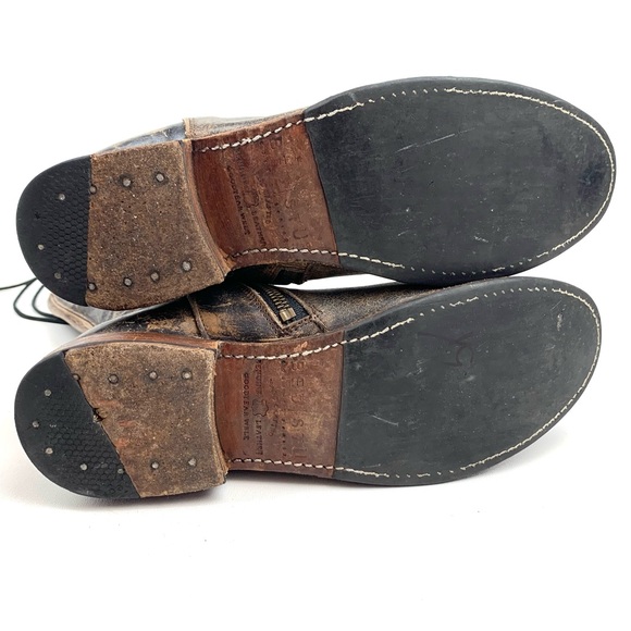 Bedstu Tall Leather Boots Manchester Distressed Brown Lace Back Low Heel Size 9 - Picture 8 of 12